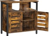 Under-Sink Bathroom Cabinet 60 x 30 x 60 cm Steel Frame Storage Cabinet Cabinet with 2 Slat Doors and Adjustable Shelf Vintage Brown/Black