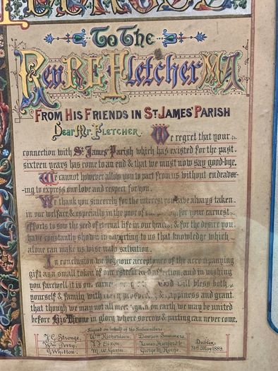 Dublin Interest Antique Calligraphic Presentation