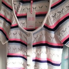 SAVIDA Striped Knit with Diamond buttons Sz XS (Fit 6-8UK) - Bnwt