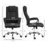 Office Chair with Rocking Function, Headrest, Ergonomic Desk Chair Swivel, Height-Adjustable Linen Touch Black Image 2