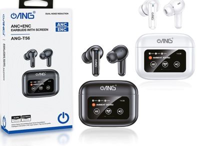 T56 ANC Earbuds with Touch Screen Display Powerful Sound and Clear Calls