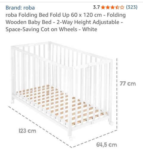 Brand new folding wooden baby bed with brand new mattress