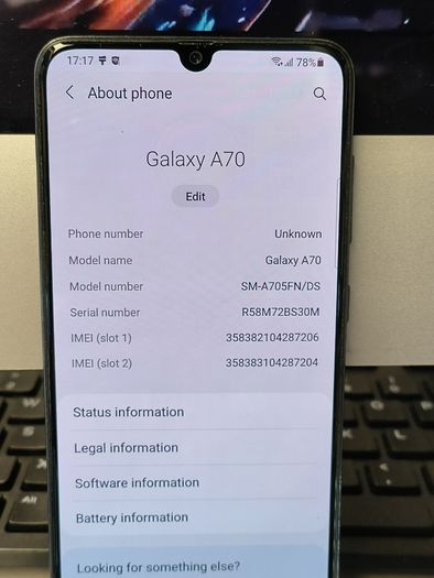 Samsung Galaxy A70 (Dual SIM) 128GB / 6GB RAM (Unlocked) Smartphone/ Used