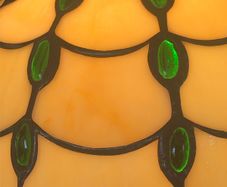 tiffany style cream and green stained glass ceiling lightshades - set of two