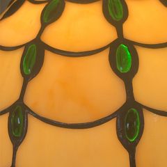 tiffany style cream and green stained glass ceiling lightshades - set of two