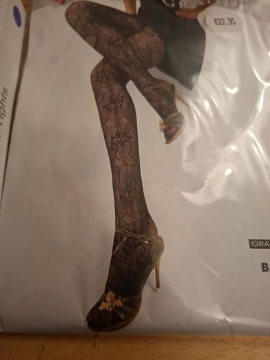 Tights .. Two Pair of Black Pattern Tights .. Price Drop