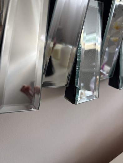 : Round Sunburst Starburst Wall Mirror - Smoked Grey Silver - 80cm