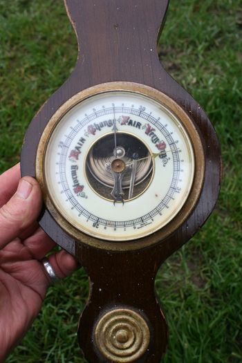 Vintage 1940s open escapement aneroid barometer Western Germany 19"