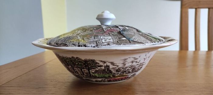 2 veg bowls with lids Coaching Day's A Genuine Hand Engraving