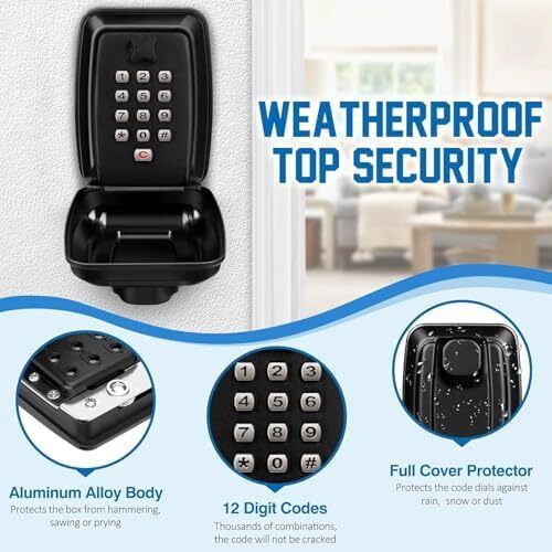 Key Safe Wall Mounted Police Approved,Key Lock Box for Outside 12 Digit Combination Lock Box Spare Key Hider Waterproof Security Lockbox Large Capacity Key Box for Home Garage Office School