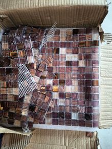 5 sheets of designer iridescent glass mosaic tiles