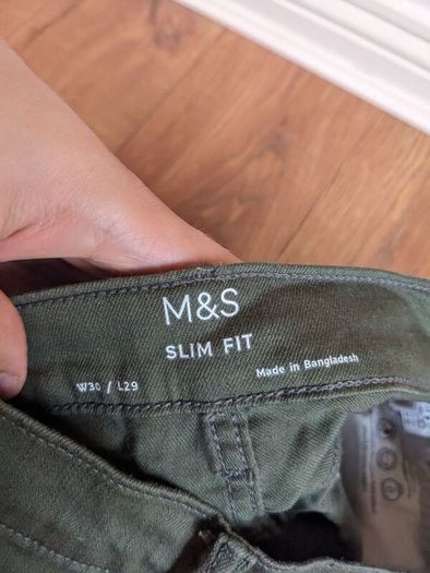M&S Men's Slim Fit Stretch Cotton Chinos - Deep Forest Green (W30 / L29)