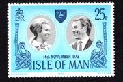 1973 Isle of Man Marriage of Princess Ann to Captain Mark Philip Commemorative Stamp Mint Never Hinged (MNH)