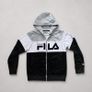 Fila Velour Zip Hoodie Womens Large Black Grey White Full Zip Tracksuit Top Y2K Image 2
