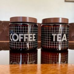 1980s CLP Retro Amber Glass Tea and Coffee Canisters