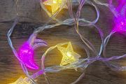 String of LED lights - pink moons and stars