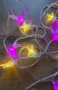 String of LED lights - pink moons and stars