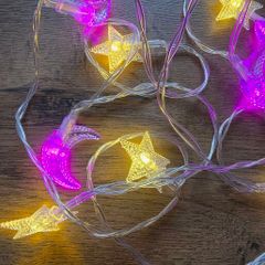String of LED lights - pink moons and stars