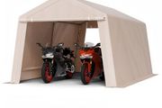 Outdoor Storage Shed, 10 x 15 ft Portable Storage Tent with 2 Roll-up Doors &amp; Vents, Waterproof Canopy Shed Shelter, Heavy Duty Frame, Patio Garage Carport for Motorcycle Lawn Mower, Beige  Heavy-Duty Metal Frame: This large 10x15 ft portable storage 