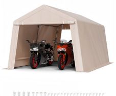 Outdoor Storage Shed, 10 x 15 ft Portable Storage Tent with 2 Roll-up Doors & Vents, Waterproof Canopy Shed Shelter, Heavy Duty Frame, Patio Garage Carport for Motorcycle Lawn Mower, Beige  Heavy-Duty Metal Frame: This large 10x15 ft portable storage 