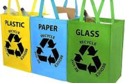 Pack of 3 Paper Glass Plastic Waste Non-Woven Bin Reusable Recycling Bag Reusable Bin Heavy Duty Recycle Paper Bags with Handles Garden Waste Bags