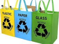 main image for ad Pack of 3 Paper Glass Plastic Waste Non-Woven Bin Reusable Recycling Bag Reusable Bin Heavy Duty Recycle Paper Bags with Handles Garden Waste Bags