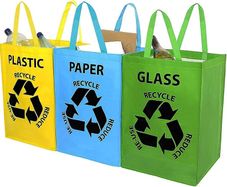 Pack of 3 Paper Glass Plastic Waste Non-Woven Bin Reusable Recycling Bag Reusable Bin Heavy Duty Recycle Paper Bags with Handles Garden Waste Bags