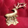 Antique Brass Deer with Fawn On Base, (7" x 7") Image 2