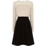 NWT Karen Millen Pintuck Detail Contrast A-Line Dress in Black/Cream Image 2