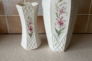 Belleek China 2 Country Trellis Vases 7" &amp; 10"