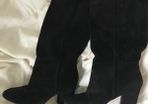 Zara black suede knee high boots