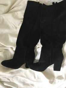 Zara black suede knee high boots
