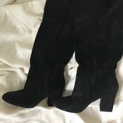 Zara black suede knee high boots