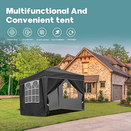 3x3m Pop Up Gazebo Fully Waterproof, All Weather Gazebo ideal for Outdoor Party Camping with Weights