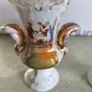 Vintage Victorian White Vases/Urns with Boucher Design Outlined in Gold set of 2 Image 2