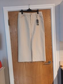 Primark  Ecru Beige  Long Denim Skirt.  S.16.  B.N.W.T