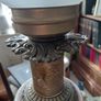 Antique table lamp habd painted ceramic body with ornate brass base works Image 8