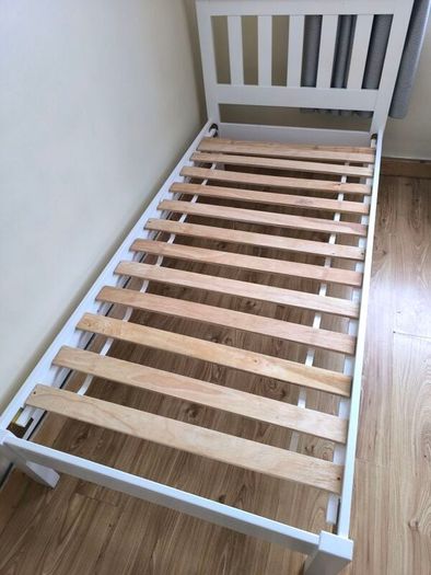 Single Bed - White wooden frame