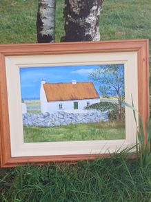 oil on board traditional irish cottage