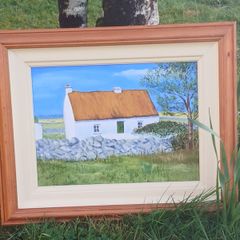 oil on board traditional irish cottage