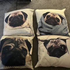 High Quality Pug Dog Cushion Covers with pillows 45-45cm , good condition, Lucan