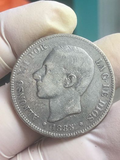 Spain Silver 5 Pesetas 1885 Alfonso XII