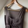 L.K. Bennett Silk Taupe Ruched Sleeveless Midi Dress Flattering Occasion Dress Image 2
