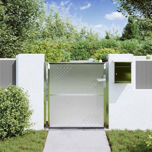 Garden Gate with Lock Silver 95 x 100 cm Stainless Steel