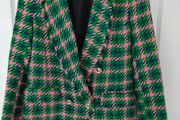 River Island Pink &amp; Green Tweed Double-Breasted Blazer size 10