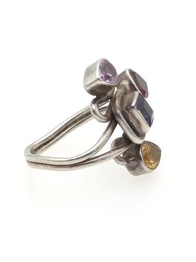 Vintage 925 Sterling Silver Multi-Gemstone Ring