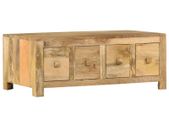 Coffee Table with 4 Drawers 90x50x35 cm Solid Mango Wood