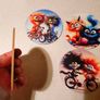 6 Cat Design, Timber Coasters (new). Image 2