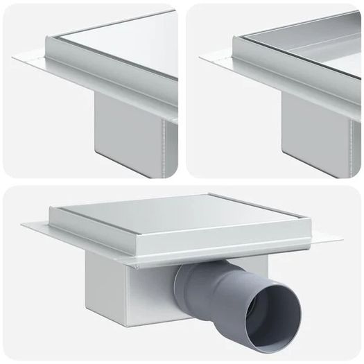 2 in 1 Shower Drain Silver 20 x 20 cm Stainless Steel 304