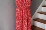 Red floral sleeveless summer dress, Size 2XL / UK20, Brand new